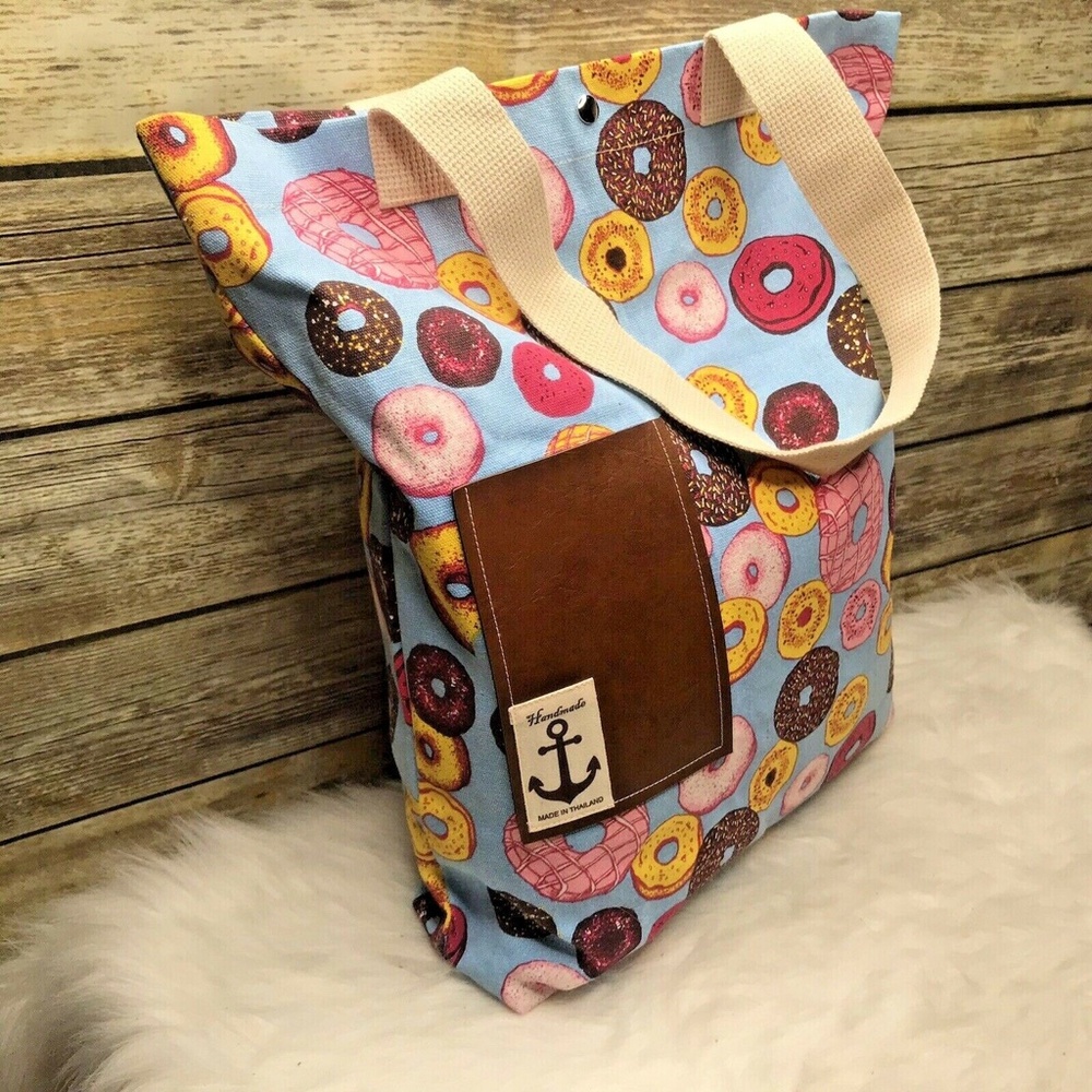 Donut Print Pop Art Canvas Tote Bag - image 2